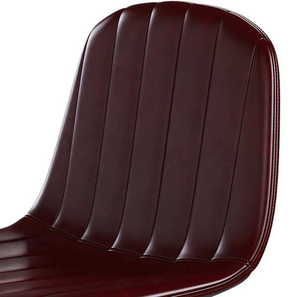 English Elm Modern Bar Stools 360° Swivel PU Seats with Back, Metal Legs, 25.6" Counter Height, Dark Brown Set of 2 W2699P358874