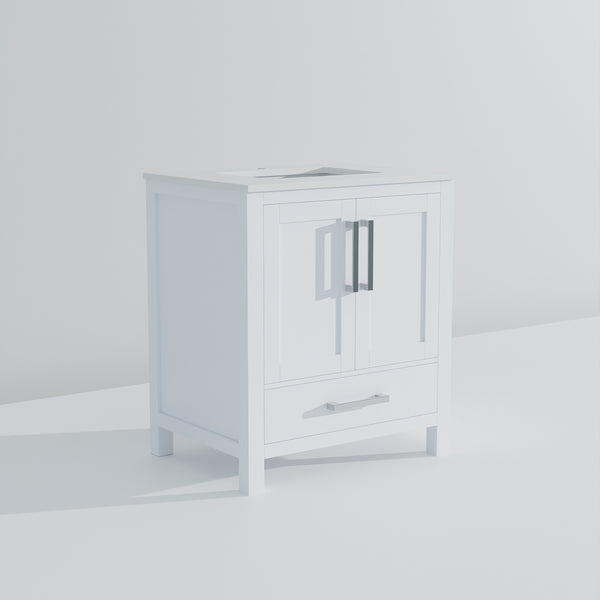 English Elm White 30" Bath Vanity with Cultured Marble Top, Solid Wood Frame, Soft-Close Drawer & Spacious Storage B2731P258995