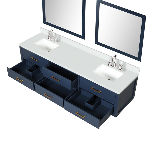 English Elm Blue Double Bath Vanity Set With Cultured Marble Top, Chrome Faucets, & 36" Framed Mirrors Included! B2731S01839