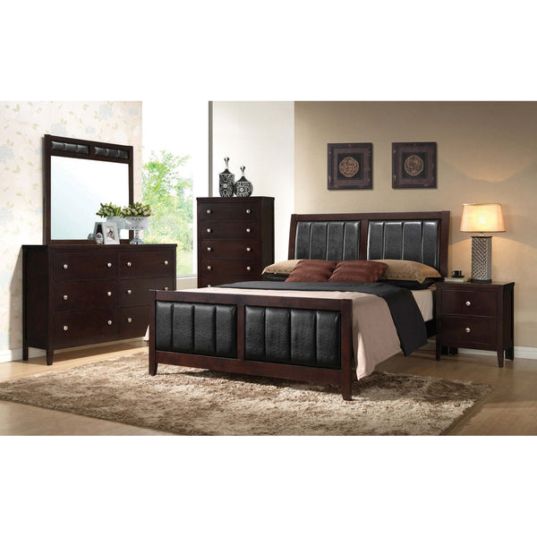 English Elm Payton Cappuccino 5-Drawer Chest with Brushed Silver Handles, Warm Brown Finish for Cozy Elegance B062P328722