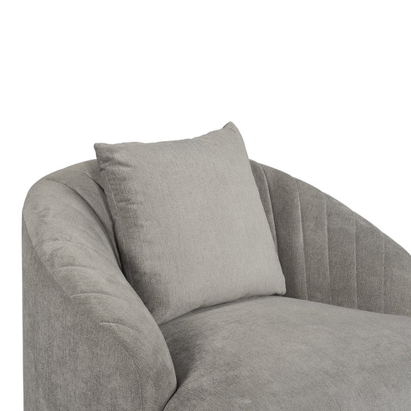 Sunpan ASTRID Armchair - Elegant Polo Club Stone Design with Channel Tufting and Antique Brass Frame 105335