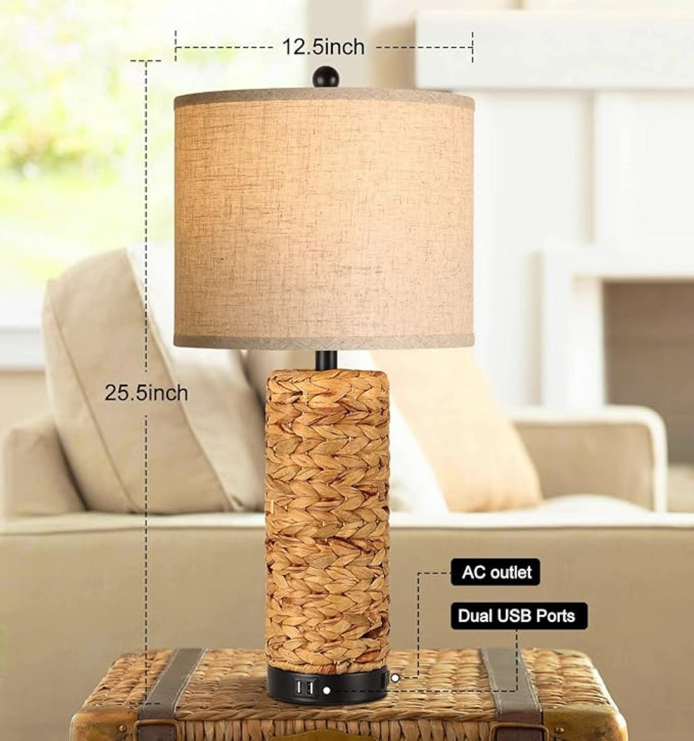 English Elm Tall Resin Farmhouse Lamp Pair Dimmable 3 Color Modes for Bedroom or Living Room W3355P427433