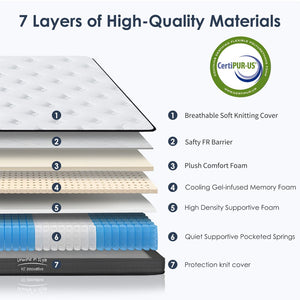 English Elm Twin 12 Inch Hybrid Mattress Pocketed Coils Memory Foam Medium Firm Sleep W2889P453498