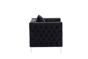 English Elm Lorreto Tufted Velvet Accent Chair with Nailhead Trim and Chrome Legs B061S00579