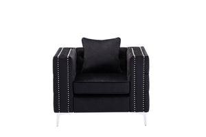English Elm Lorreto Tufted Velvet Accent Chair with Nailhead Trim and Chrome Legs B061S00579