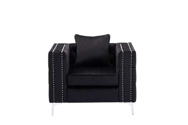 English Elm Lorreto Tufted Velvet Accent Chair with Nailhead Trim and Chrome Legs B061S00579