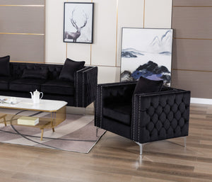 English Elm Lorreto Tufted Velvet Accent Chair with Nailhead Trim and Chrome Legs B061S00579