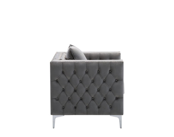 English Elm Lorreto Tufted Velvet Accent Chair with Nailhead Trim and Chrome Legs B061S00583
