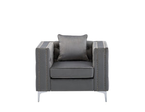 English Elm Lorreto Tufted Velvet Accent Chair with Nailhead Trim and Chrome Legs B061S00583