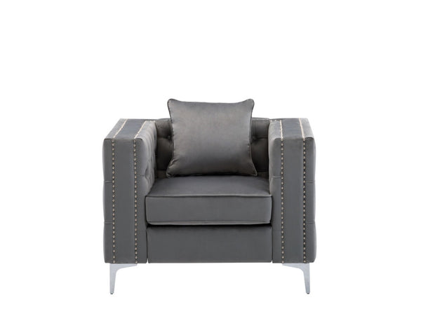 English Elm Lorreto Tufted Velvet Accent Chair with Nailhead Trim and Chrome Legs B061S00583