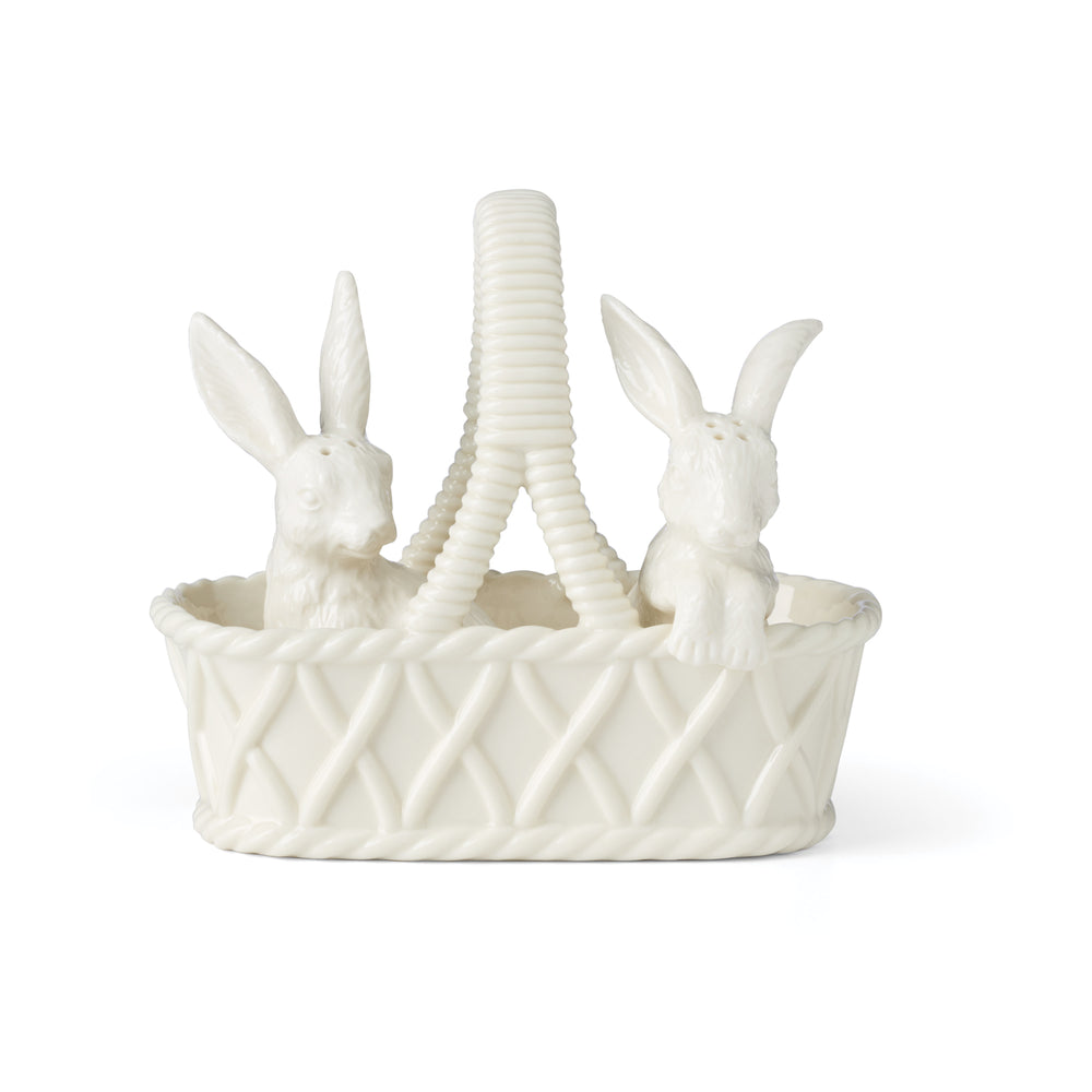 Lenox Wicker Creek Ivory Porcelain Rabbit Shakers Glossy Easter Spring Table Accent 897158