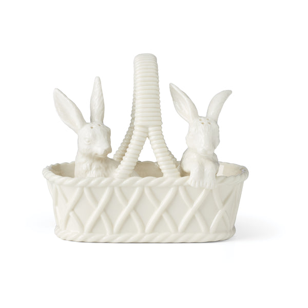Lenox Wicker Creek Ivory Porcelain Rabbit Shakers Glossy Easter Spring Table Accent 897158