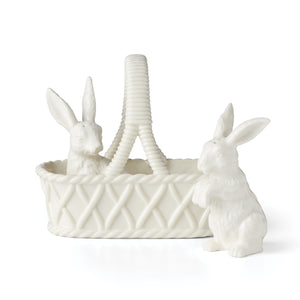 Lenox Wicker Creek Ivory Porcelain Rabbit Shakers Glossy Easter Spring Table Accent 897158