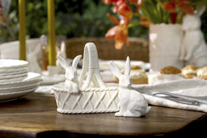 Lenox Wicker Creek Ivory Porcelain Rabbit Shakers Glossy Easter Spring Table Accent 897158
