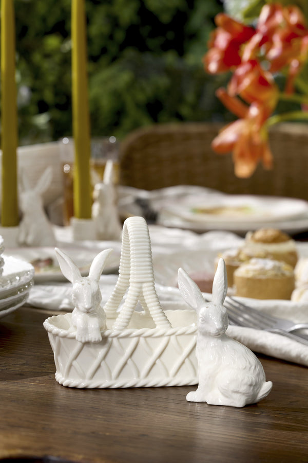 Lenox Wicker Creek Ivory Porcelain Rabbit Shakers Glossy Easter Spring Table Accent 897158