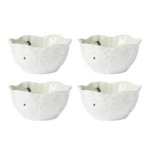 Lenox Butterfly Meadow Glazed Porcelain Dessert Bowls with Botanical Floral Design for Elegant Dining Green 897162