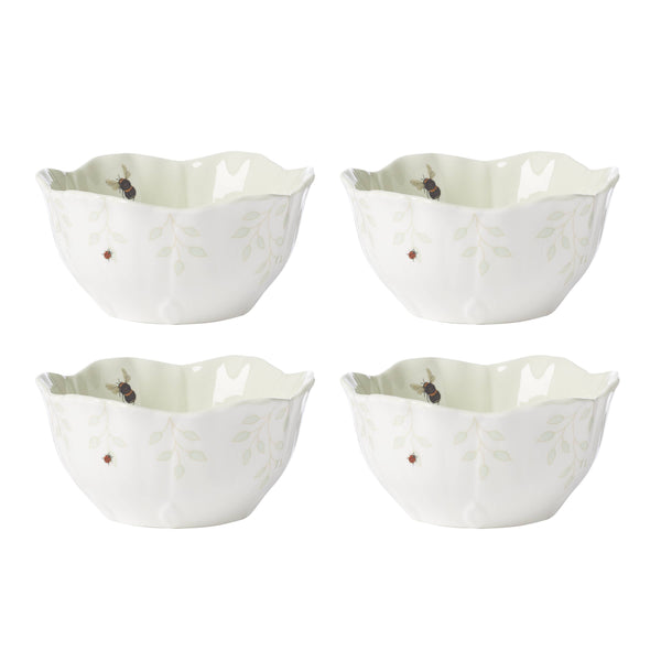 Lenox Butterfly Meadow Glazed Porcelain Dessert Bowls with Botanical Floral Design for Elegant Dining Green 897162