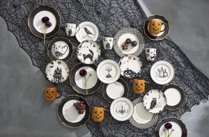 Lenox Gingham Porcelain Dinner Plates Set of 4 Checkered Rim Dishwasher Safe for Casual Dining Black 897164