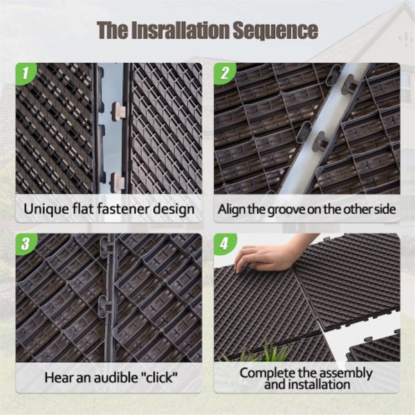 English Elm Patio Interlocking Deck Tiles - Durable 12"X12" Composite Outdoor Flooring For Easy Installation & Style W1859P224301-GIGA