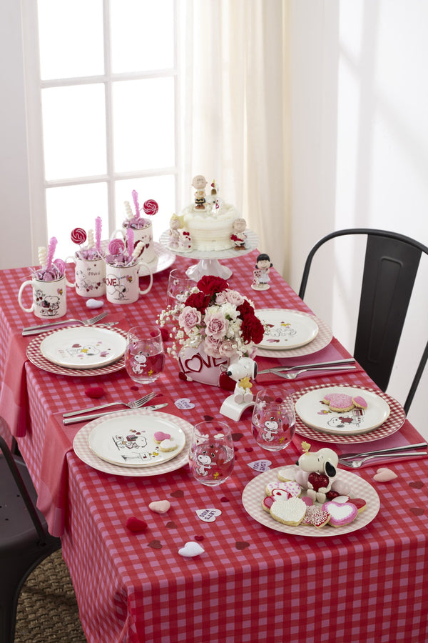Lenox Gingham Porcelain Dinner Plates Set of 4 Checkered Rim Dishwasher Safe for Casual Dining Red 897165