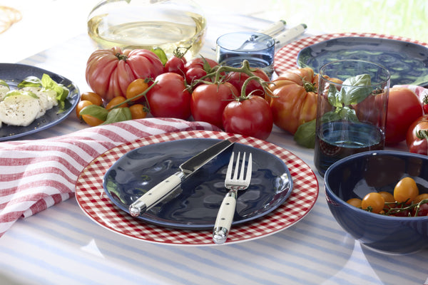 Lenox Gingham Porcelain Dinner Plates Set of 4 Checkered Rim Dishwasher Safe for Casual Dining Red 897165