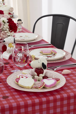 Lenox Gingham Porcelain Dinner Plates Set of 4 Checkered Rim Dishwasher Safe for Casual Dining Pink 897166