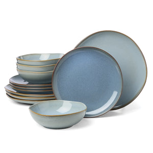 Lenox Organic Shades Stoneware Dinnerware Set Artisan Glazed Earthy Tones for Casual Everyday Table Blue 897199