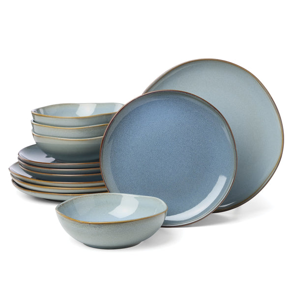 Lenox Organic Shades Stoneware Dinnerware Set Artisan Glazed Earthy Tones for Casual Everyday Table Blue 897199