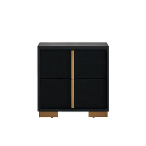 English Elm Steeler 2-drawer Nightstand Black Laminate Gold Accent Glam Bedside Cabinet B078P497916