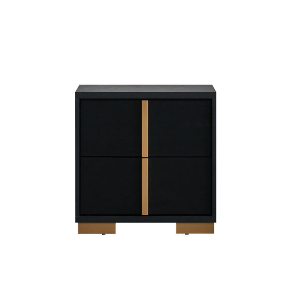 English Elm Steeler 2-drawer Nightstand Black Laminate Gold Accent Glam Bedside Cabinet B078P497916
