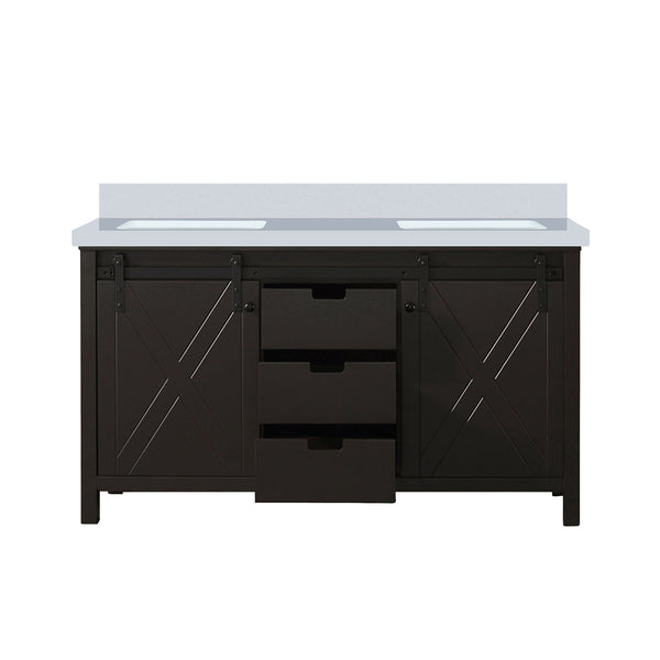 English Elm Brown Double Bath Vanity With White Quartz Countertop - Stylish Storage & Soft-Close Design 60" W B2731P260047
