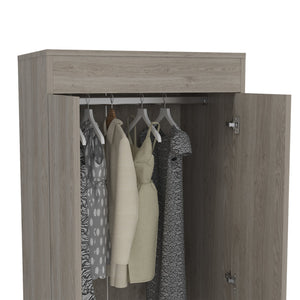 English Elm Lisboa Light Gray 2-Door Armoire with Hanging Rod & Two Spacious Drawers — Compact Stylish Storage B070P210736