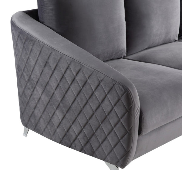English Elm Sofia Glam Velvet Tufted Sofa with Diamond Stitching and Chrome Legs for Living Room B06178278