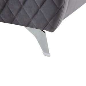 English Elm Sofia Diamond Stitched Velvet Accent Chair with Chrome Legs for Glam Living Spaces Gray B06178276