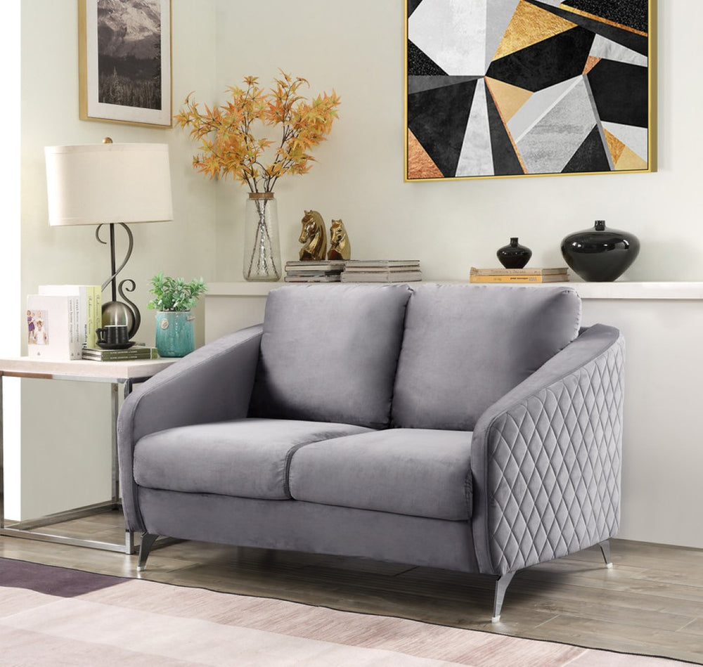 English Elm Sofia Velvet Tufted Loveseat with Chrome Legs Mid-century Modern Living Room Seating B06178277