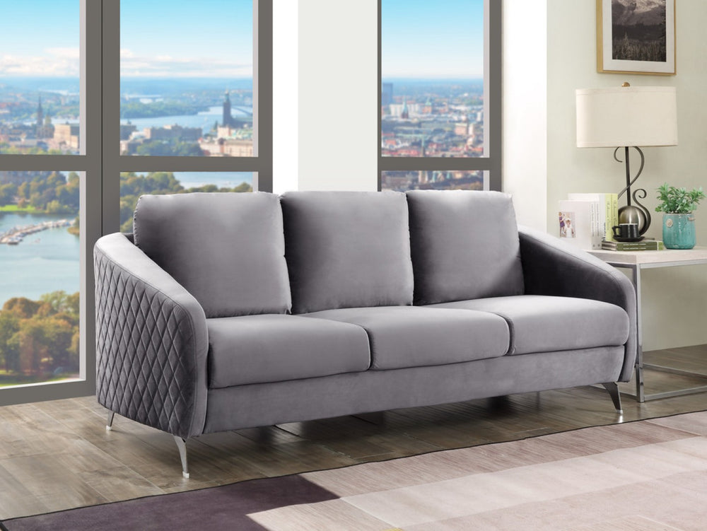 English Elm Sofia Glam Velvet Tufted Sofa with Diamond Stitching and Chrome Legs for Living Room B06178278