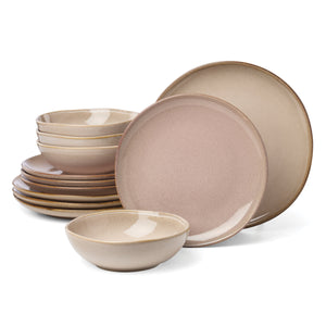 Lenox Organic Shades Stoneware Dinnerware Set Artisan Glazed Earthy Tones for Casual Everyday Table Pink 897202