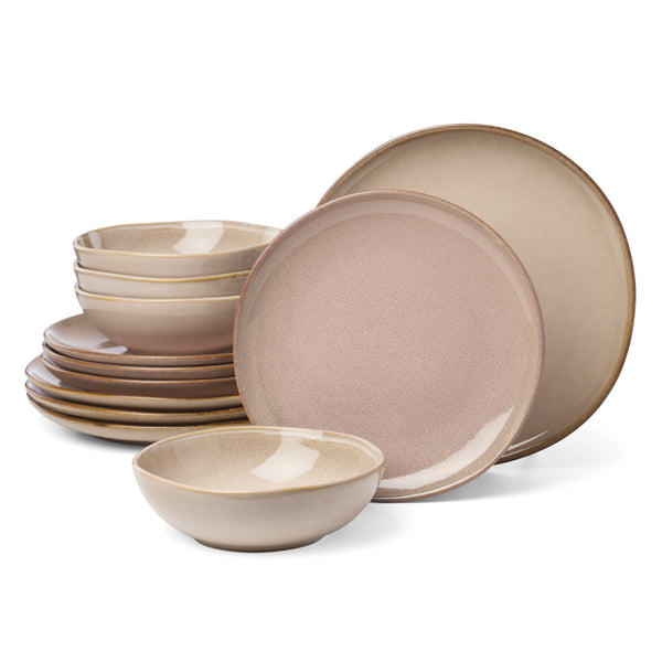Lenox Organic Shades Stoneware Dinnerware Set Artisan Glazed Earthy Tones for Casual Everyday Table Pink 897202