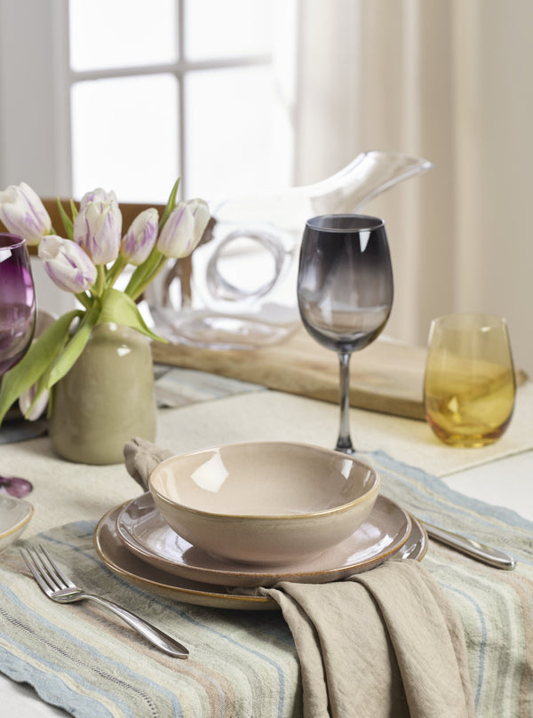 Lenox Organic Shades Stoneware Dinnerware Set Artisan Glazed Earthy Tones for Casual Everyday Table Pink 897202