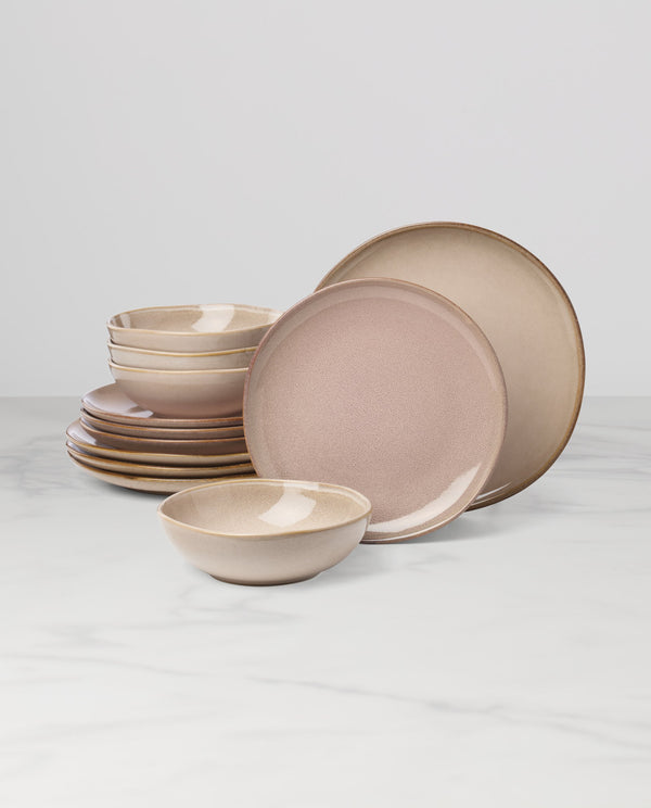 Lenox Organic Shades Stoneware Dinnerware Set Artisan Glazed Earthy Tones for Casual Everyday Table Pink 897202
