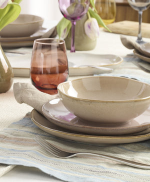 Lenox Organic Shades Stoneware Dinnerware Set Artisan Glazed Earthy Tones for Casual Everyday Table Pink 897202