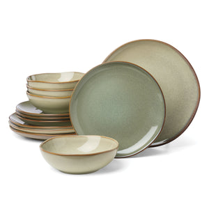 Lenox Organic Shades Stoneware Dinnerware Set Artisan Glazed Earthy Tones for Casual Everyday Table Green 897205