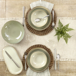 Lenox Organic Shades Stoneware Round Serving Bowl Set with Earthy Glaze for Casual Dining Tables Green 897206