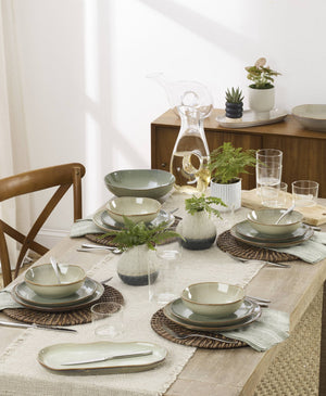 Lenox Organic Shades Stoneware Round Serving Bowl Set with Earthy Glaze for Casual Dining Tables Green 897206