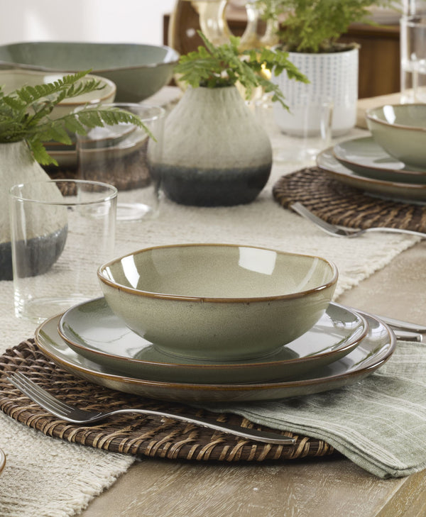 Lenox Organic Shades Stoneware Dinnerware Set Artisan Glazed Earthy Tones for Casual Everyday Table Green 897205