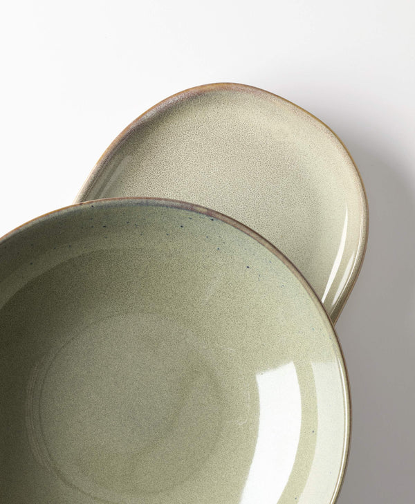 Lenox Organic Shades Stoneware Round Serving Bowl Set with Earthy Glaze for Casual Dining Tables Green 897206