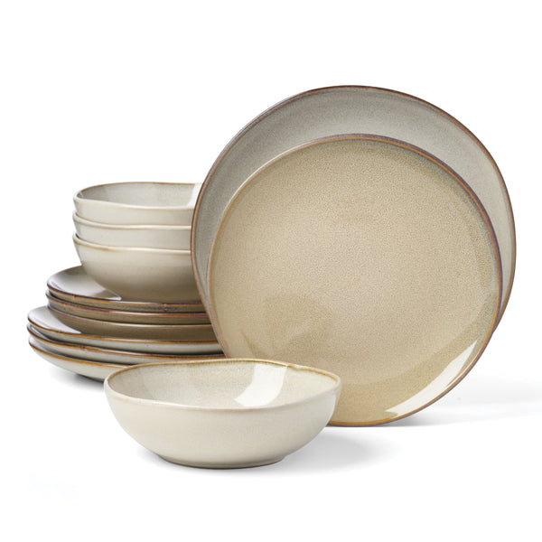 Lenox Organic Shades Stoneware Dinnerware Set Artisan Glazed Earthy Tones for Casual Everyday Table Taupe / Grey 897208