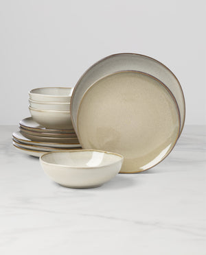 Lenox Organic Shades Stoneware Dinnerware Set Artisan Glazed Earthy Tones for Casual Everyday Table Taupe / Grey 897208