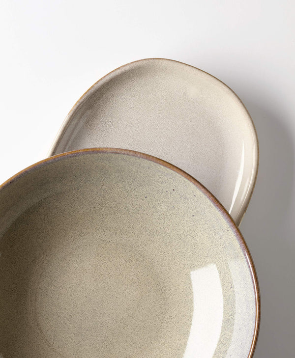Lenox Organic Shades Stoneware Round Serving Bowl Set with Earthy Glaze for Casual Dining Tables Taupe / Grey 897209