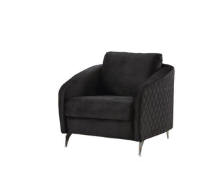 English Elm Sofia Diamond Stitched Velvet Accent Chair with Chrome Legs for Glam Living Spaces Black B06178279